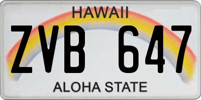 HI license plate ZVB647
