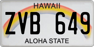 HI license plate ZVB649
