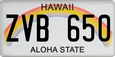 HI license plate ZVB650