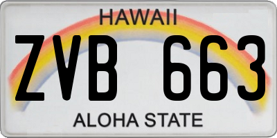 HI license plate ZVB663