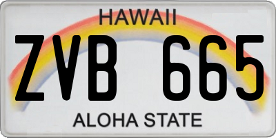 HI license plate ZVB665