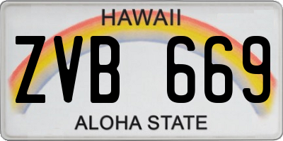 HI license plate ZVB669