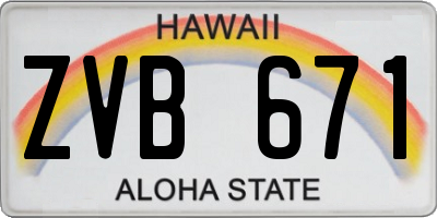 HI license plate ZVB671