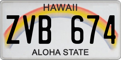 HI license plate ZVB674