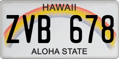 HI license plate ZVB678