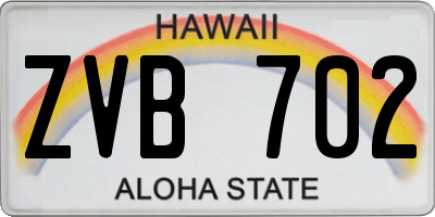 HI license plate ZVB702