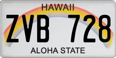 HI license plate ZVB728