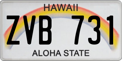 HI license plate ZVB731