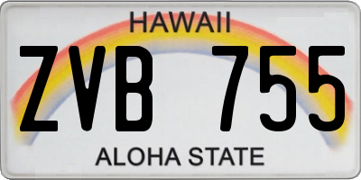 HI license plate ZVB755