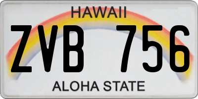 HI license plate ZVB756