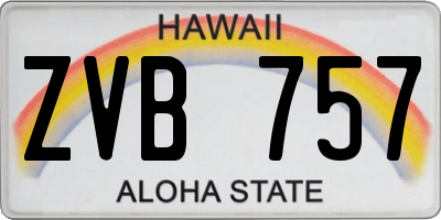 HI license plate ZVB757
