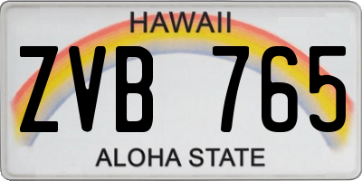 HI license plate ZVB765