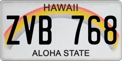HI license plate ZVB768