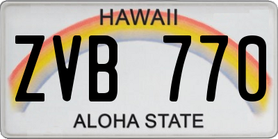 HI license plate ZVB770