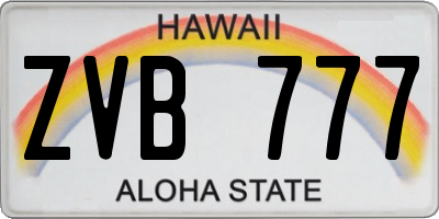 HI license plate ZVB777