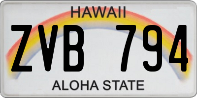 HI license plate ZVB794