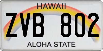 HI license plate ZVB802