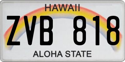 HI license plate ZVB818