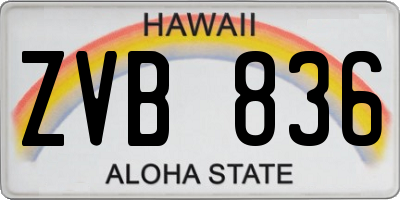 HI license plate ZVB836
