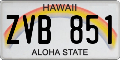 HI license plate ZVB851