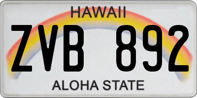 HI license plate ZVB892