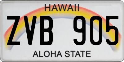HI license plate ZVB905
