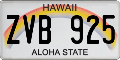 HI license plate ZVB925