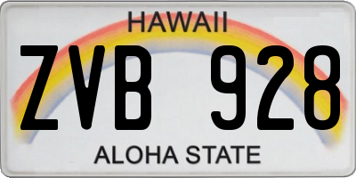 HI license plate ZVB928