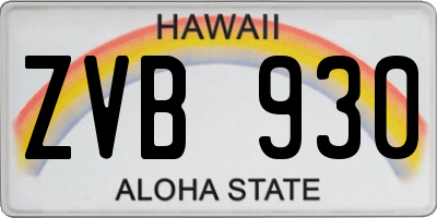 HI license plate ZVB930