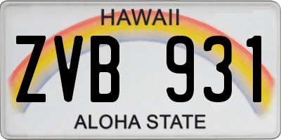 HI license plate ZVB931