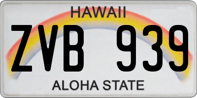 HI license plate ZVB939