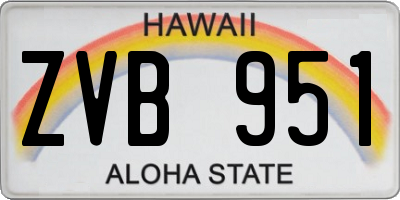 HI license plate ZVB951