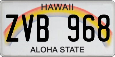 HI license plate ZVB968