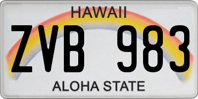 HI license plate ZVB983