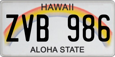 HI license plate ZVB986