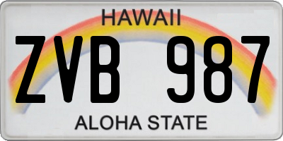 HI license plate ZVB987