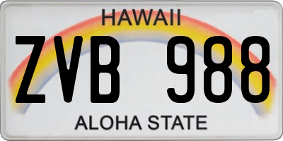HI license plate ZVB988