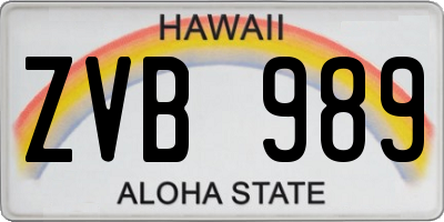 HI license plate ZVB989
