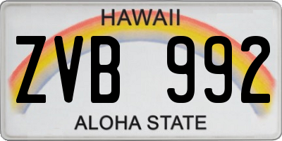 HI license plate ZVB992