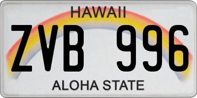HI license plate ZVB996