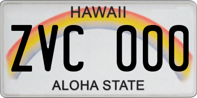 HI license plate ZVC000