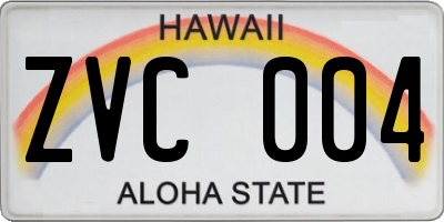 HI license plate ZVC004