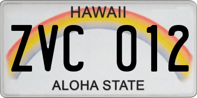 HI license plate ZVC012