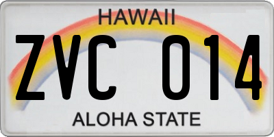 HI license plate ZVC014