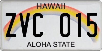 HI license plate ZVC015