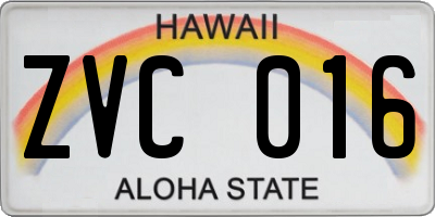 HI license plate ZVC016