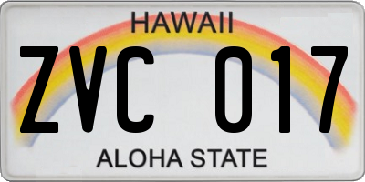 HI license plate ZVC017