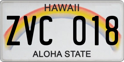 HI license plate ZVC018