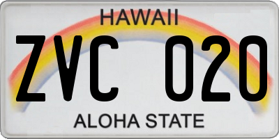 HI license plate ZVC020