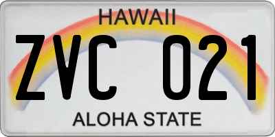 HI license plate ZVC021